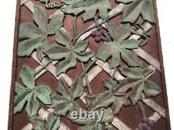 Vintage Relief Carved Wood Panel Vines on a Trellis 18 x 11