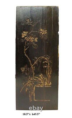 Vintage Restored Golden Yellow Relief Flower Carving Wood Panel Art cs2692