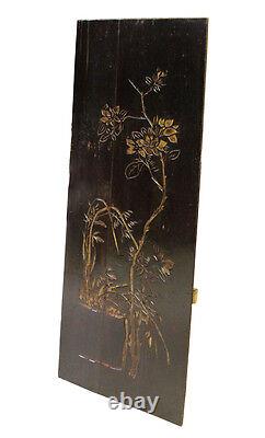 Vintage Restored Golden Yellow Relief Flower Carving Wood Panel Art cs2693