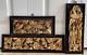 Vintage Set Of 3 Chinese Carved Wood Relief Gilt Panels W Birds, Floral, Figures