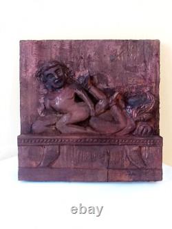 Vintage Style Wood Panel Kama Sutra Erotic Wall Hanging Hand Carved Figurine G16