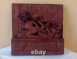 Vintage Style Wood Panel Kama Sutra Erotic Wall Hanging Hand Carved Figurine G16