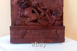 Vintage Style Wood Panel Kama Sutra Erotic Wall Hanging Hand Carved Figurine G16