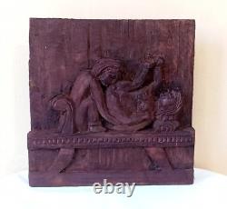 Vintage Style Wood Panel Kamasutra Erotic Wall Hanging Hand Carved Figurine G17