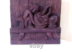 Vintage Style Wood Panel Kamasutra Erotic Wall Hanging Hand Carved Figurine G17