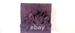 Vintage Style Wood Panel Kamasutra Erotic Wall Hanging Hand Carved Figurine G17