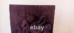 Vintage Style Wood Panel Kamasutra Erotic Wall Hanging Hand Carved Figurine G17