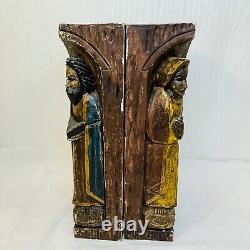 Vintage Wood Carved Santos Double Sided Fold Out Panel on Hinges Latin American