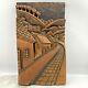 Vintage Wood Hand Carved Painted Village Houses 3d Wall Art Panel 20