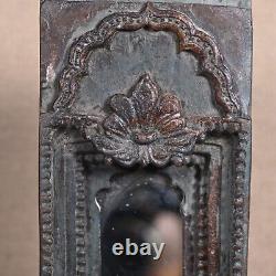 Vintage Wooden Hand Carved Rustic Panels Mirror Frame Table Top For Home Decor