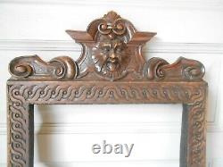 Vintage french carved wood figural devil Pediment PANEL Frame