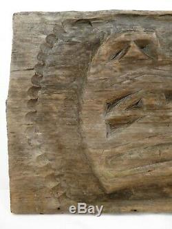 Vtg CARVED CEDAR HAIDA BEAR ART PANEL 32x16 SCULPTURE Wood Totem Pole PNW NATIVE