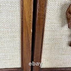 Vtg Hand Carved Wood Relief Panels 9x21.5 Set of 4 3D Wall Decor Boho MCM Art