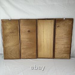 Vtg Hand Carved Wood Relief Panels 9x21.5 Set of 4 3D Wall Decor Boho MCM Art