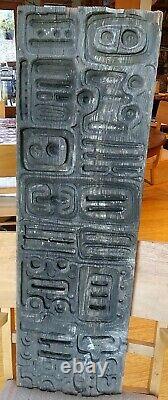 Vtg Hand Carved Wood Tiki Totem Panel Folk Art 36×11 Primitive Patina Witco