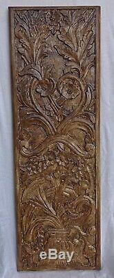 Wall Hanging Panel Flower Vase Hand Carved & Hand Painted 100%mango Wood