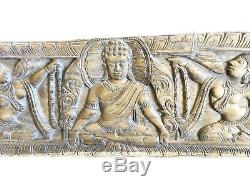 Wall Panel Vintage Hand Carved WOOD Buddha Headboard RUSTIC Yoga Chic CLEARANCE