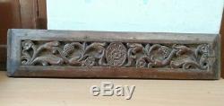 Wall Wooden Panel Ancient Antique Hand Floral Carved panel Estate Art Decor Rare