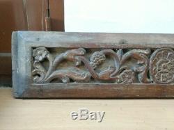 Wall Wooden Panel Ancient Antique Hand Floral Carved panel Estate Art Decor Rare