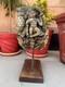 Watchman Statue Bracket 1700's Antique Wood Hand Carved Painted Panel & Stand