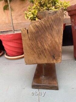 Watchman Statue Bracket 1700's Antique Wood Hand Carved Painted Panel & Stand