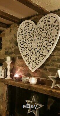White Heart Wall Panel Hand Carved