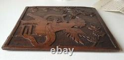 Winged angel wood panel Hand carving Antique architectural salvage