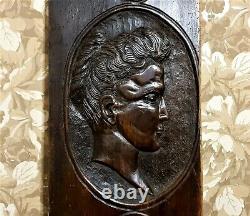 Woman portrait medallion carving panel antique french architectural salvage 39