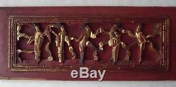 Wonderful Antique Chinese Carved Wood Gold Gilt Temple Panel-high Relief 15+ L