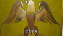 Wood Bald Eagle hand carved/composed wall art natural wood grain/color polished