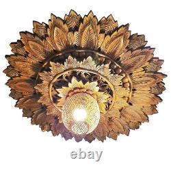 Wood Carved Ceiling Wall Art Lighting 90cm Thai Vintage Style Panel Home Decor