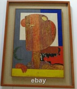 Wood Carved Panel Abstract Painting Renato Laffranchi Modernist Cubist Cubism