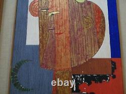 Wood Carved Panel Abstract Painting Renato Laffranchi Modernist Cubist Cubism
