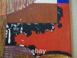 Wood Carved Panel Abstract Painting Renato Laffranchi Modernist Cubist Cubism
