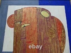 Wood Carved Panel Abstract Painting Renato Laffranchi Modernist Cubist Cubism