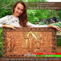 Wood Icon Last Supper Orthodox Jesus Carved picture painting panel decor art 3d