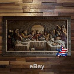 Wood Icon Last Supper Orthodox Jesus Carved picture painting panel decor artwrk