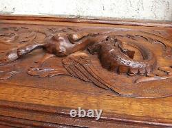 Wood Oak Carved Panel Chimera Griffin Gargoyle French Gothic wall slavage