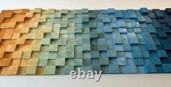 Wood Panel Carved Colorful Wall Art Hanging Natural Rustic Farmhouse Home Decor
