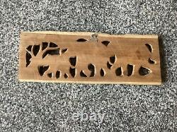 Wood Panel Carved Elephant Wall Art Hanging Forest Tree Farmhouse Home Decor