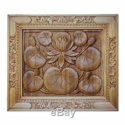 Wood Relief Panel'Lotus Blossom' Wall Sculpture Hand Carved 17 NOVICA Bali