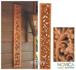 Wood Relief Panel Wall Sculpture Hand Carved'Wilderness' NOVICA Thailand