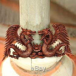 Wood Relief Panel Wall Sculpture Hand Carved'Winged Dragons' NOVICA Bali