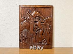 Wood carving art panel / Wall-mounted style / Strong man / Good atmosphere