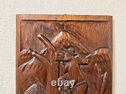 Wood carving art panel / Wall-mounted style / Strong man / Good atmosphere