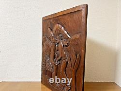 Wood carving art panel / Wall-mounted style / Strong man / Good atmosphere