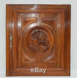 Wooden Architectural Door Panel French Antique Carved Walnut Door Woman