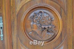 Wooden Architectural Door Panel French Antique Carved Walnut Door Woman