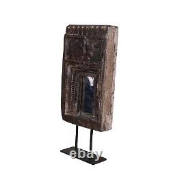 Wooden Hand Carved Rustic Panels Mirror Frame sculpture Table Top For Home Decor