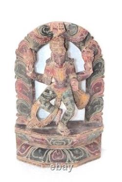 Wooden Panel Carved Dancing Shiva Old Vintage Indian Antique Collectible PG-14